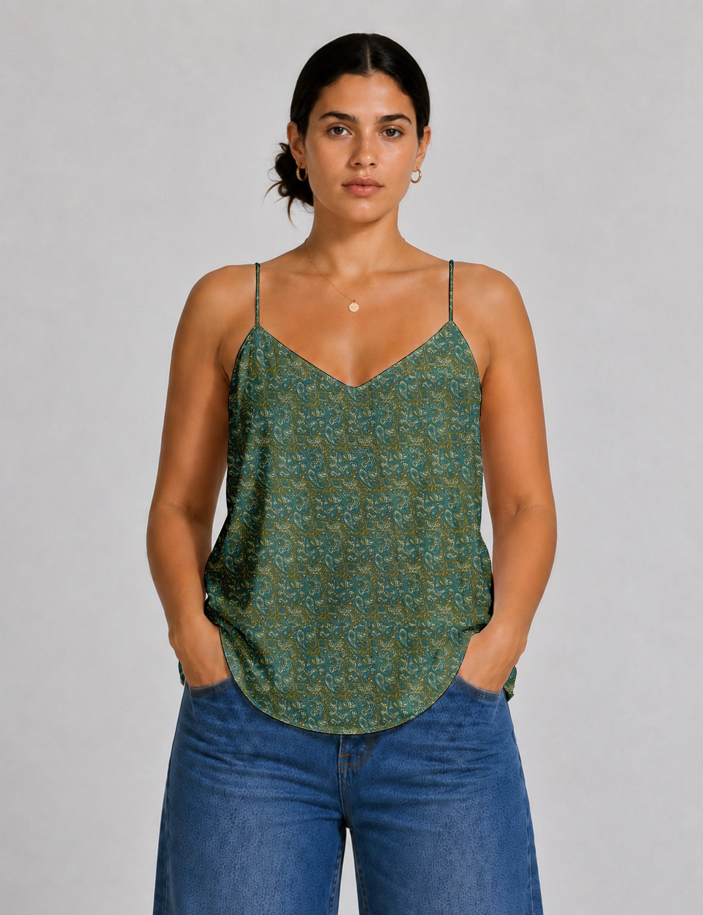 Slip top - Green Paisley