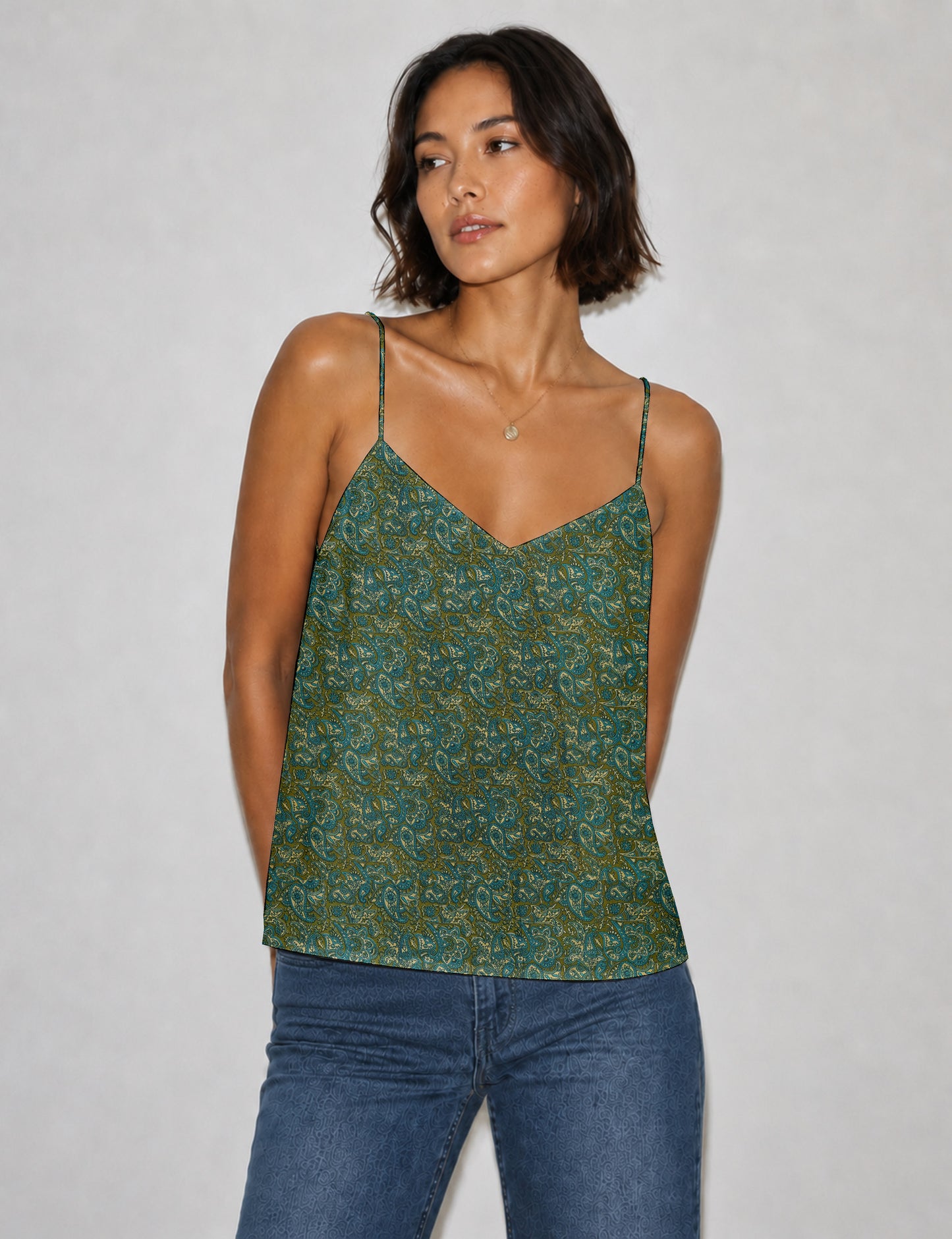 Slip top - Green Paisley