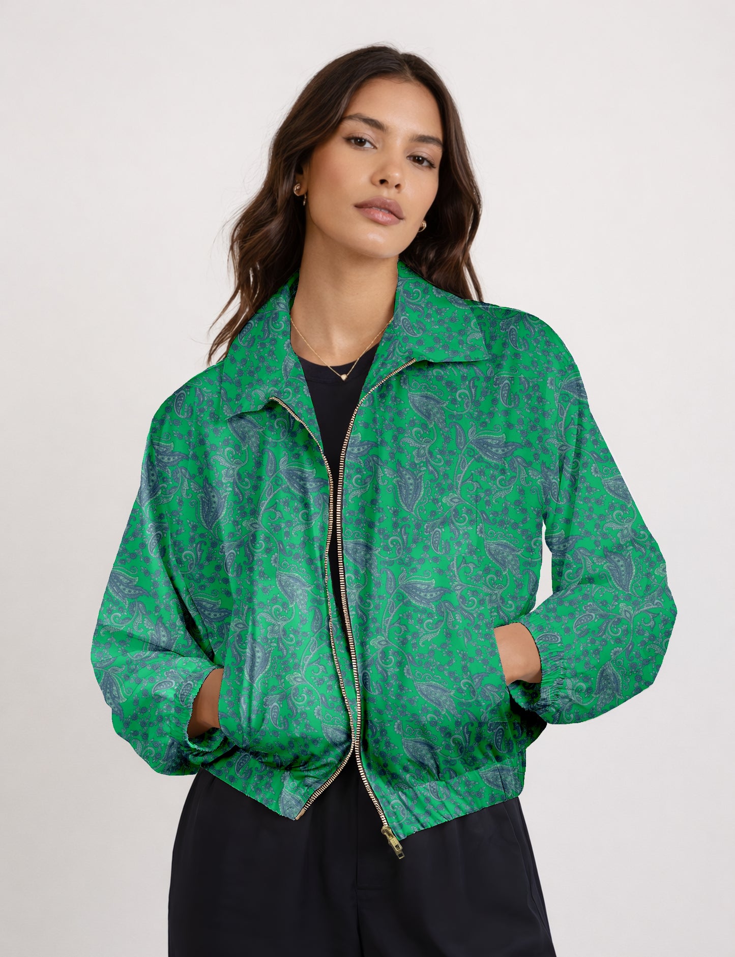 Bomber Jacket - Blue Paisley