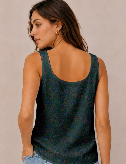 Sleeveless blouse - Green Paisley