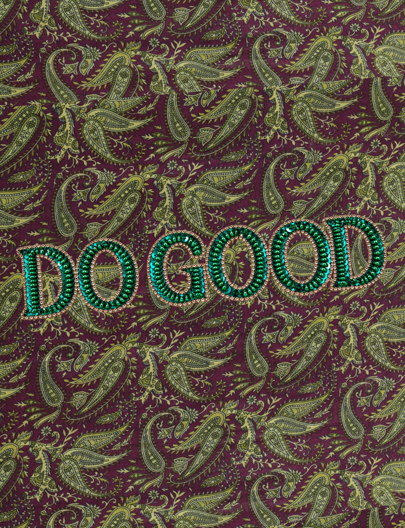 Structured DO GOOD work tote bag featuring embroidered appliqué lettering on the front, double padded shoulder handles and an internal zippered pocket.