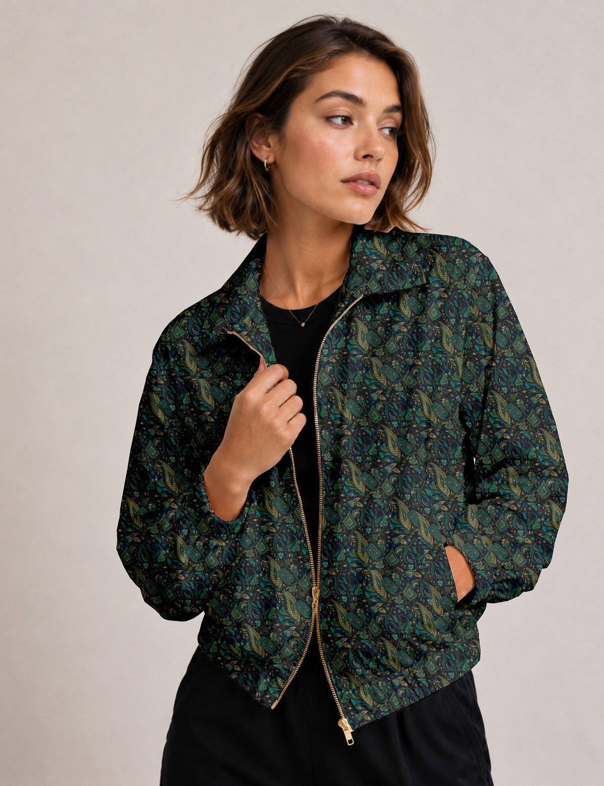 Bomber jacket - Green Paisley