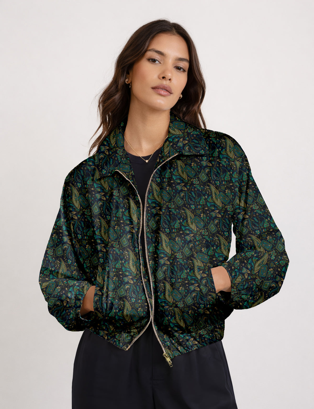 Bomber jacket - Green Paisley