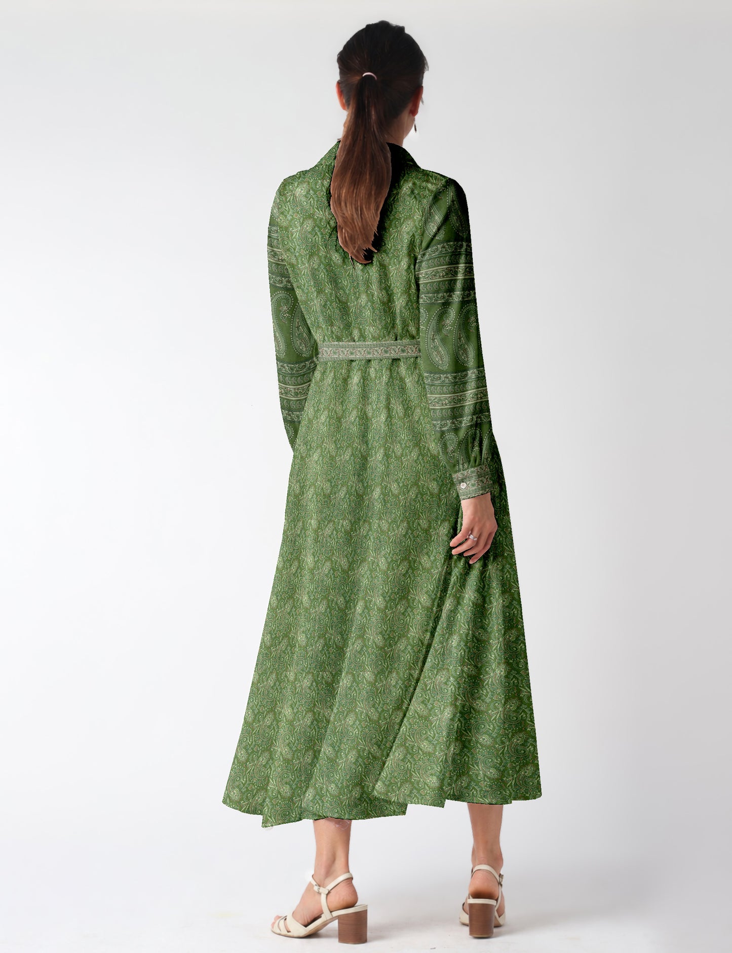 Long shirt dress - Green Paisley