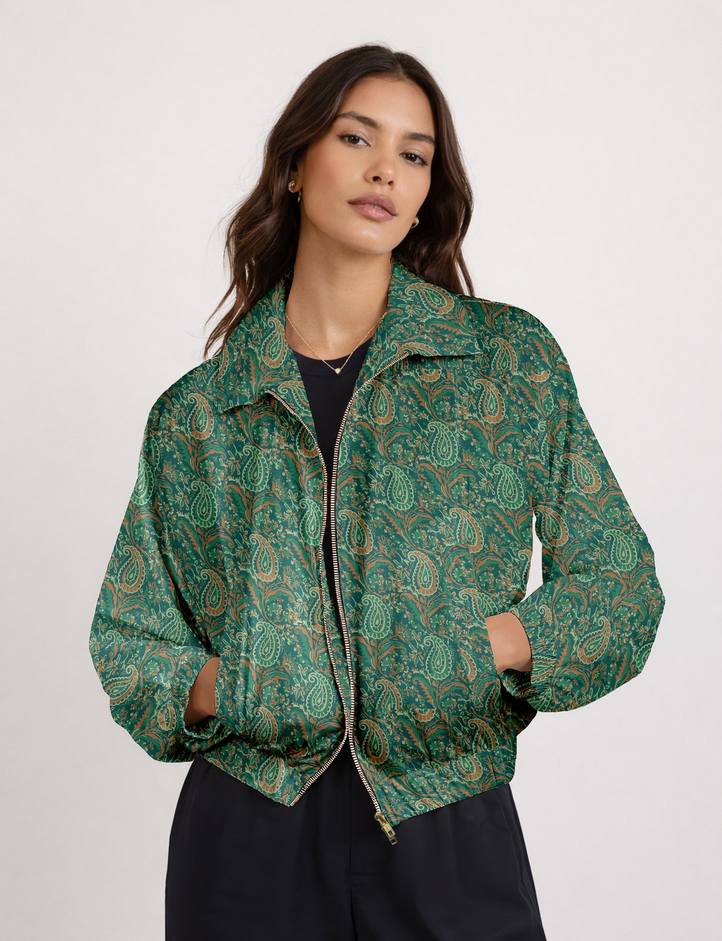 Bomber Jacket - Green Paisley