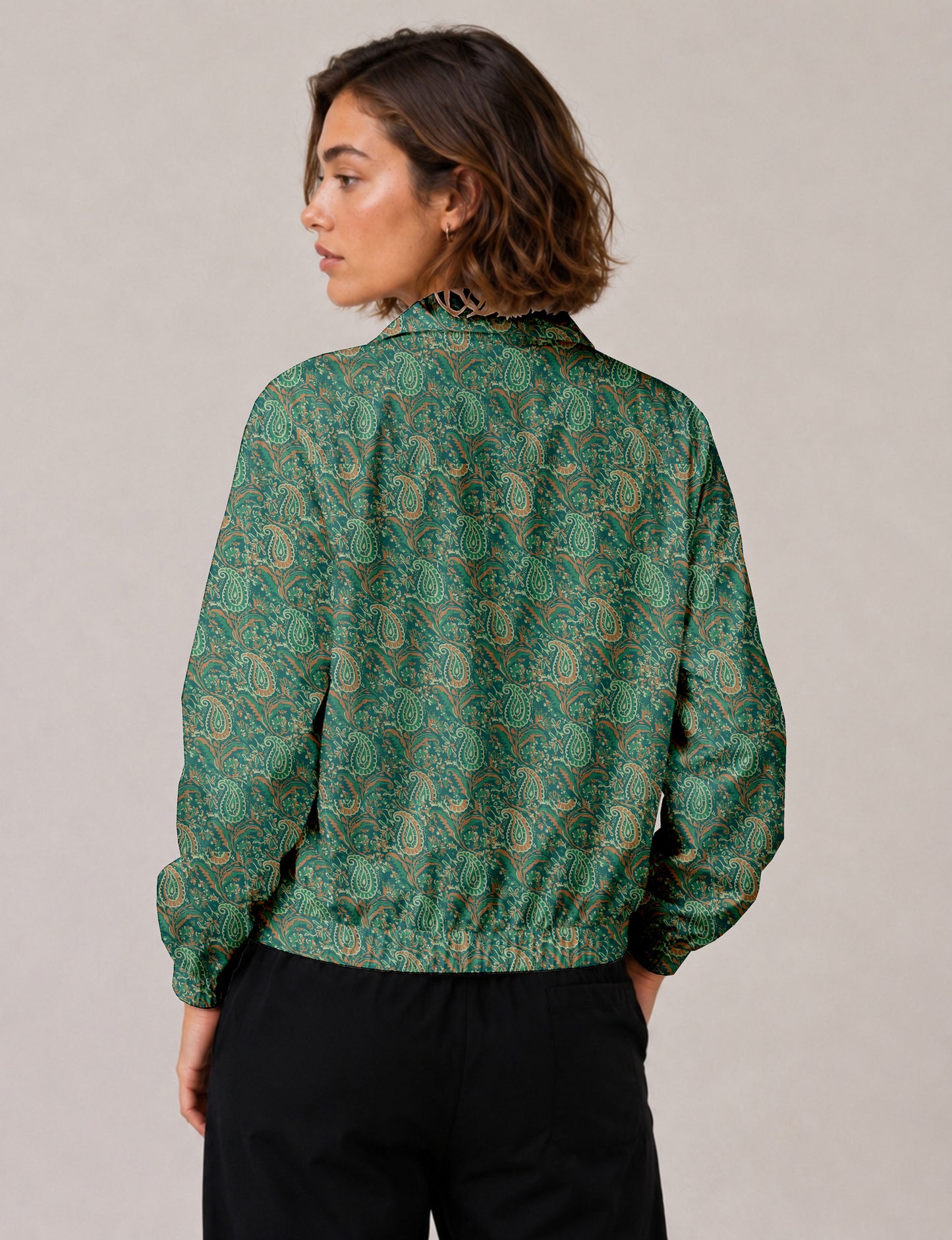 Bomber Jacket - Green Paisley