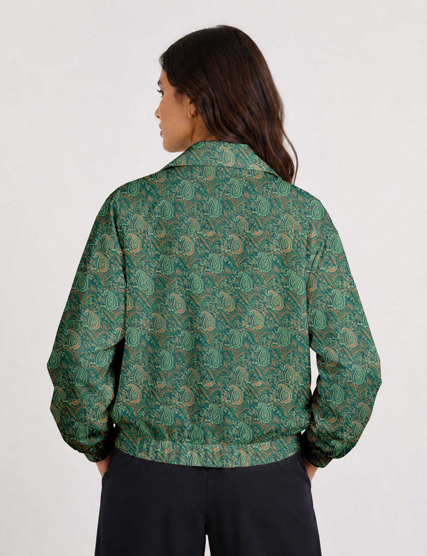 Bomber Jacket - Green Paisley