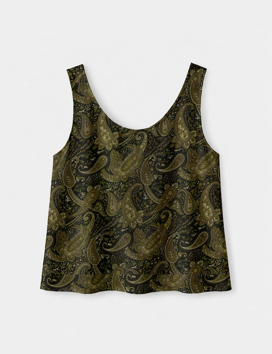 Sleeveless blouse - Green Paisley