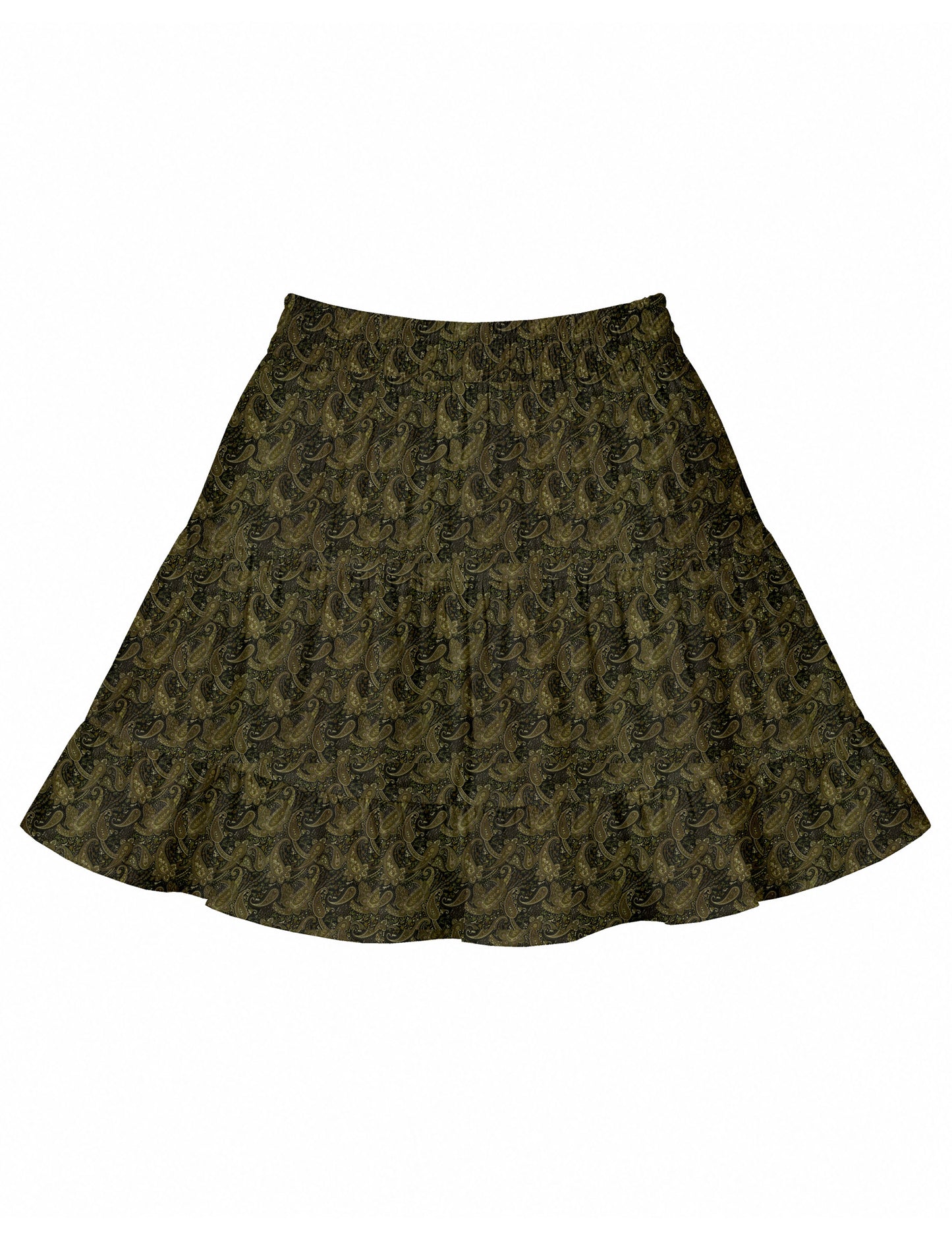Short tiered skirt - Green Paisley