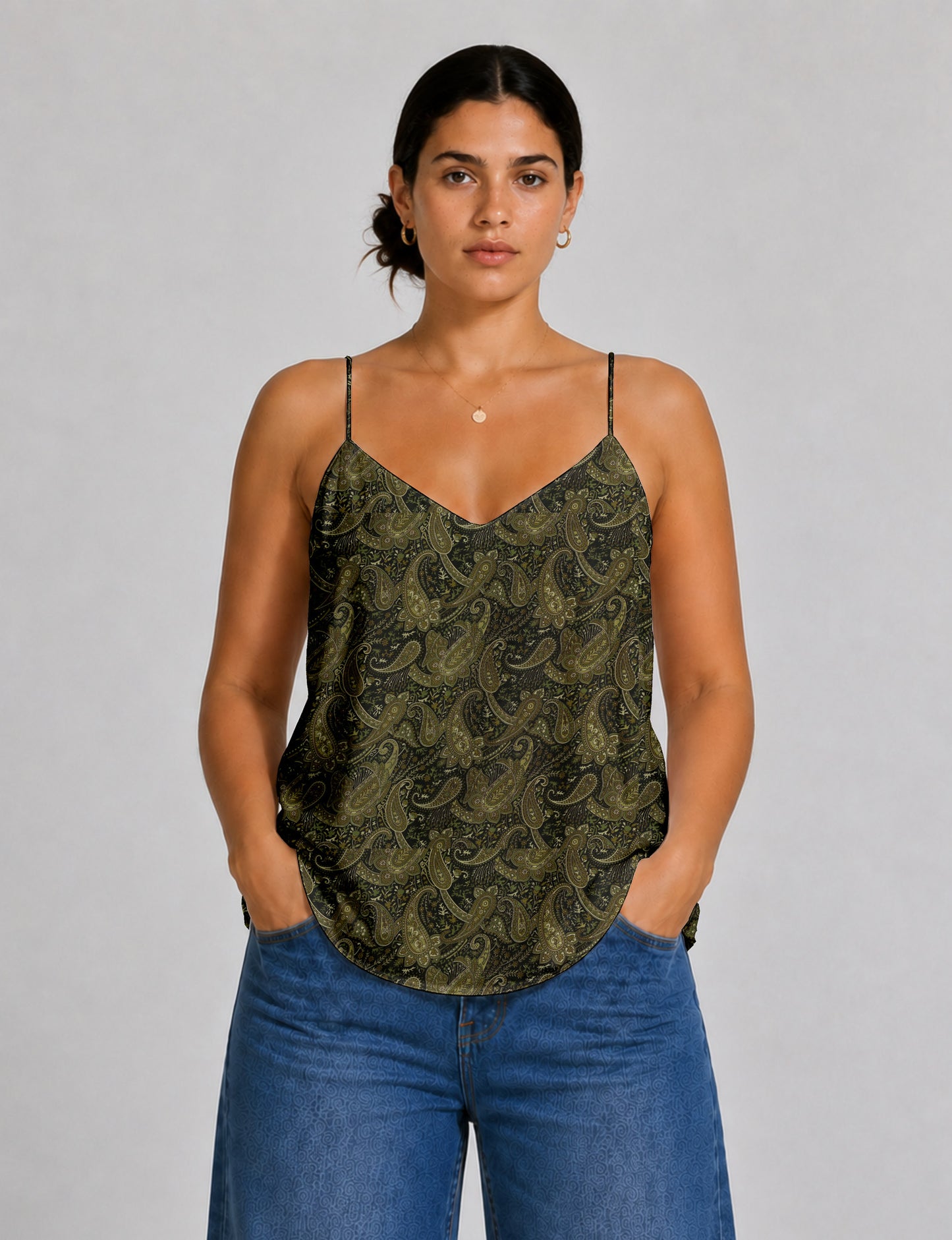 Slip top - Green Paisley