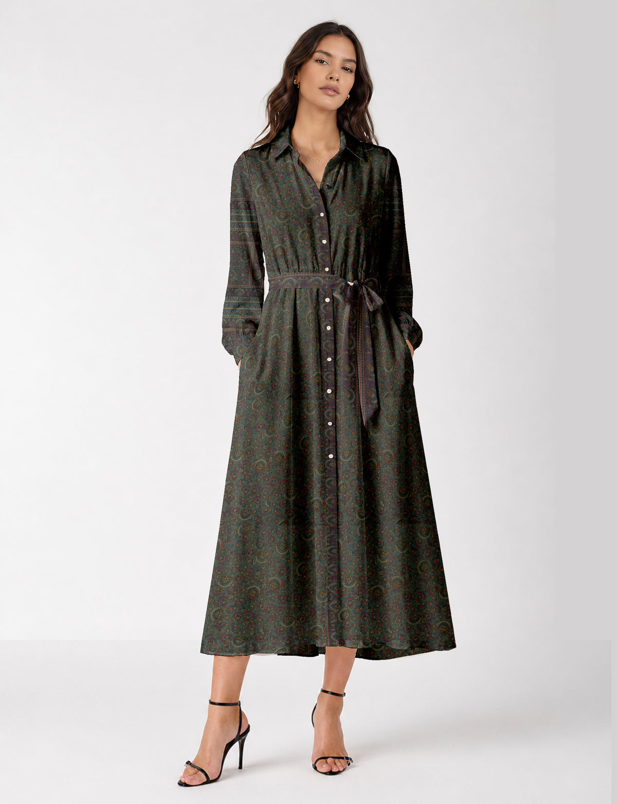 Long shirt dress - Green Tropical