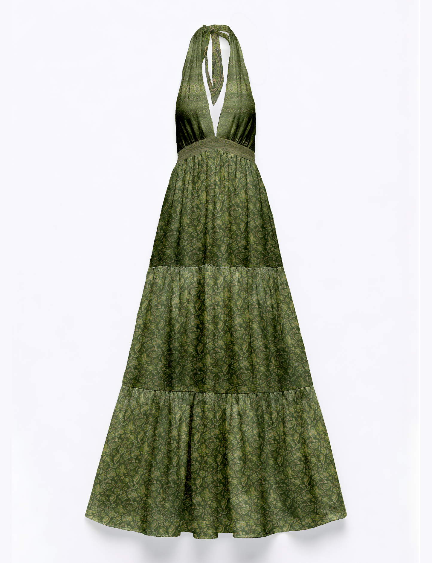 Flowy maxi tiered dress for vacations, brunch, and evening wear