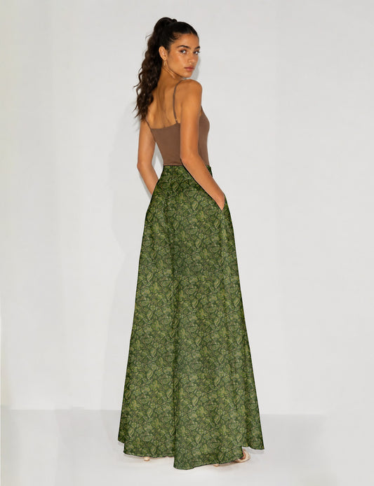 Wide Leg Palazzo Trousers - Yellow Tropical