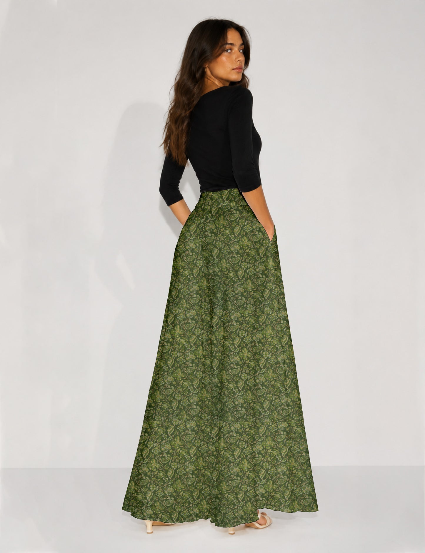 Wide Leg Palazzo Trousers - Yellow Tropical