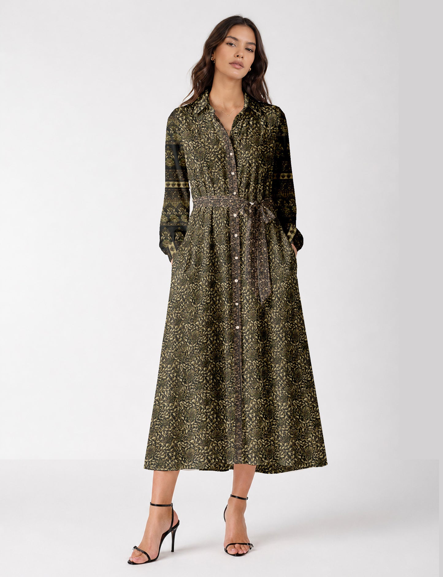 Long shirt dress - Green Tropical