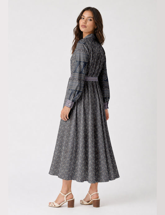 Long shirt dress - Grey Paisley