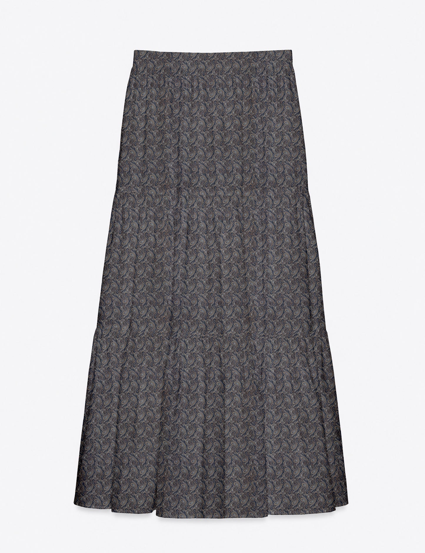 Midi Tiered Skirt - Grey Paisley