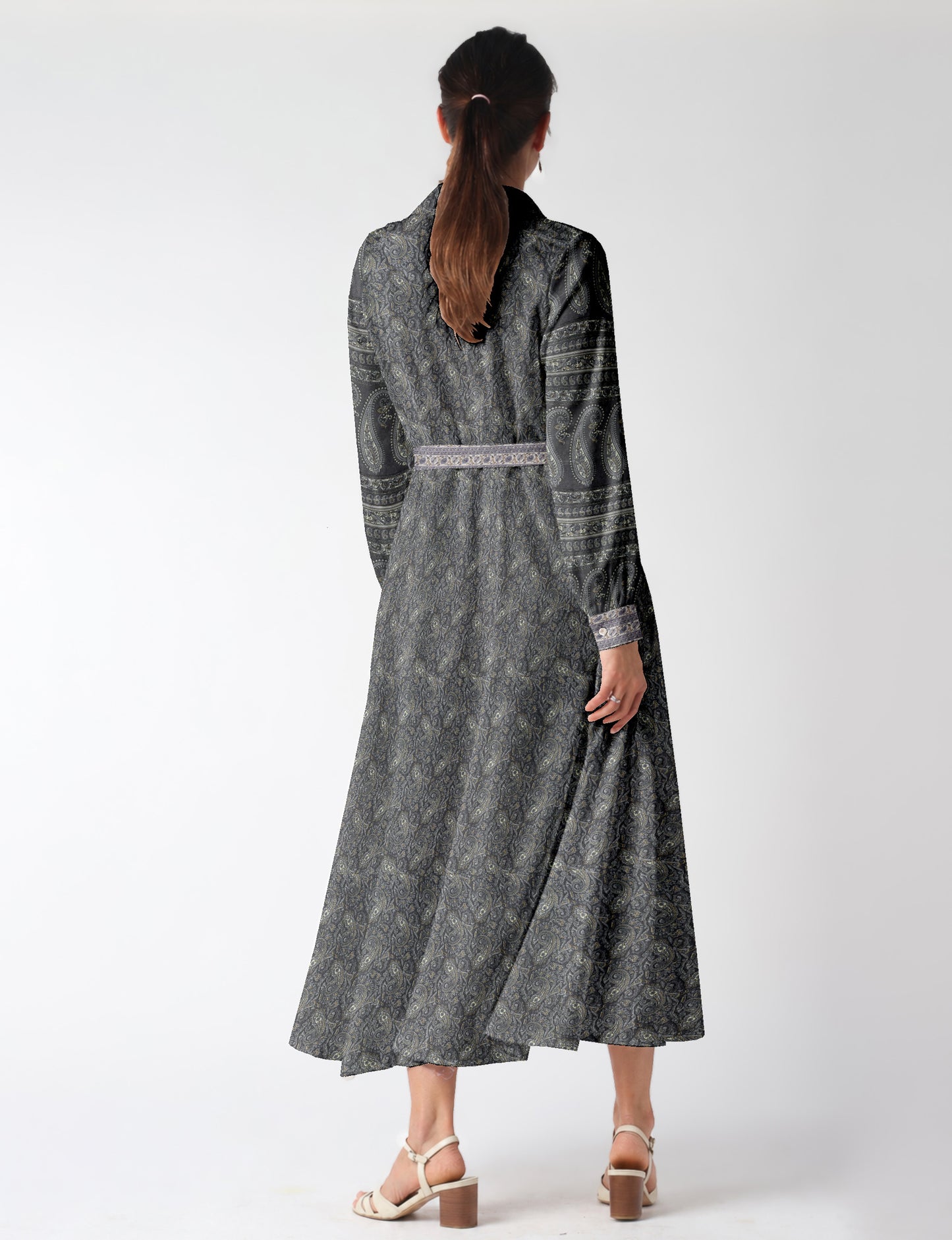 Long shirt dress - Grey Paisley