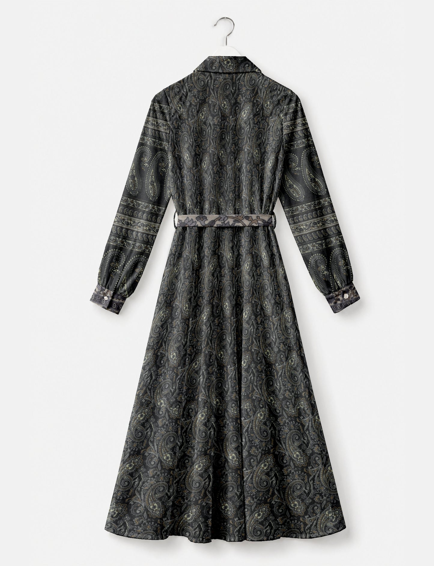 Flowing long shirt dress with relaxed fit and ankle-length design