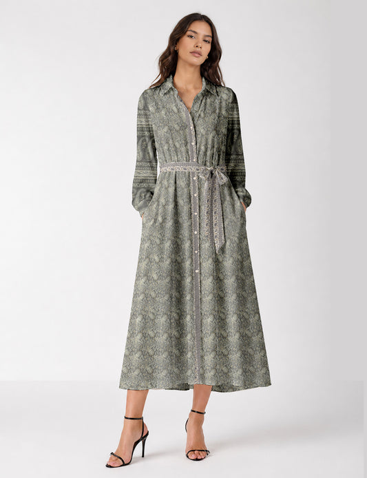 Long shirt dress - Grey Paisley