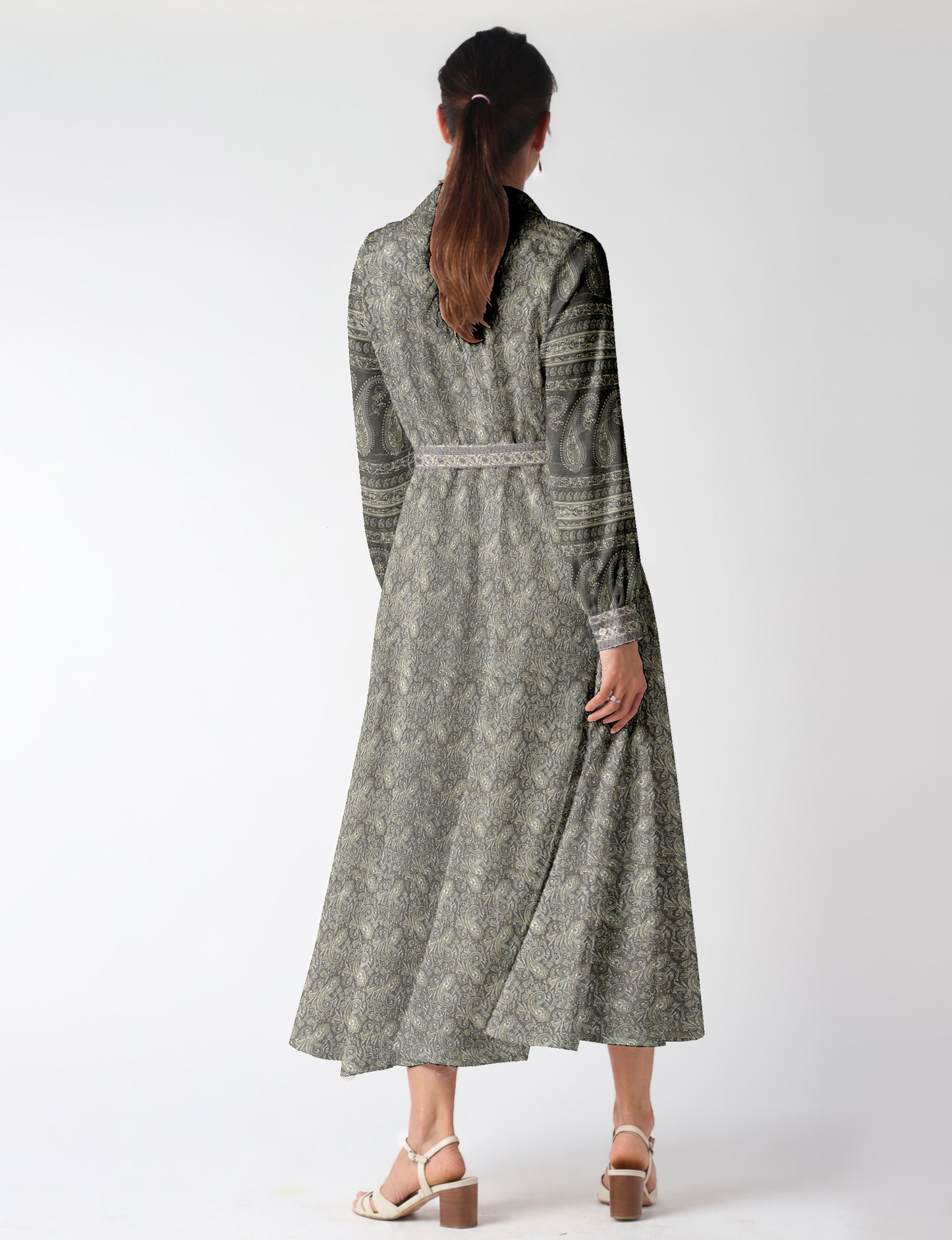 Long shirt dress - Grey Paisley