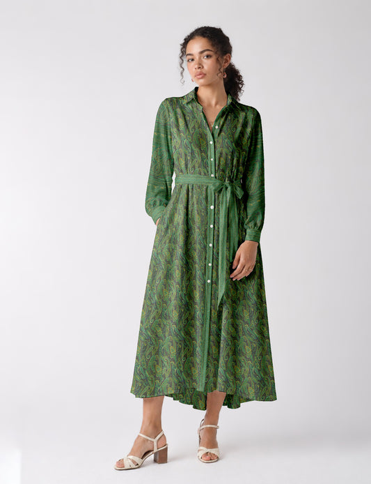 Long shirt dress - Grey Paisley