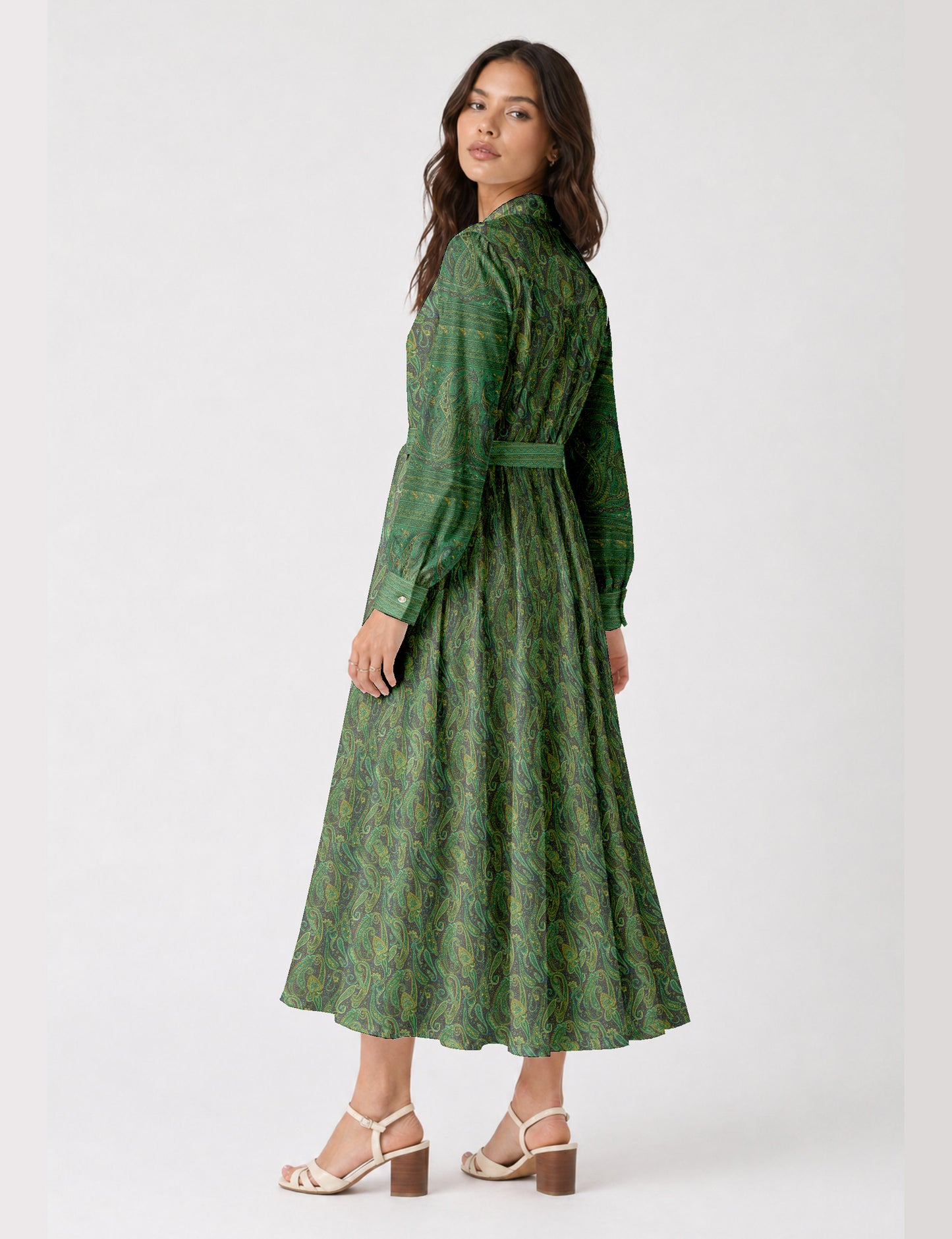 Long shirt dress - Grey Paisley