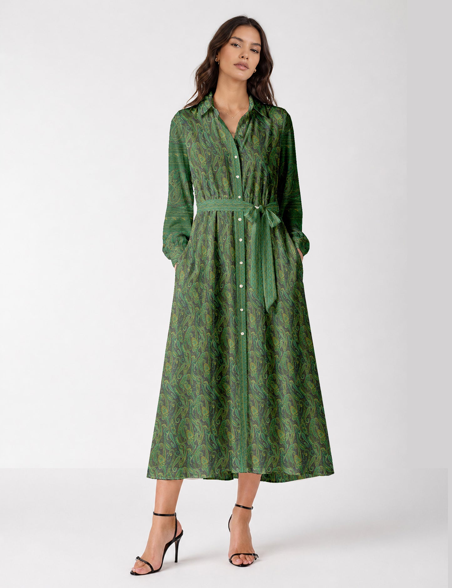 Long shirt dress - Grey Paisley
