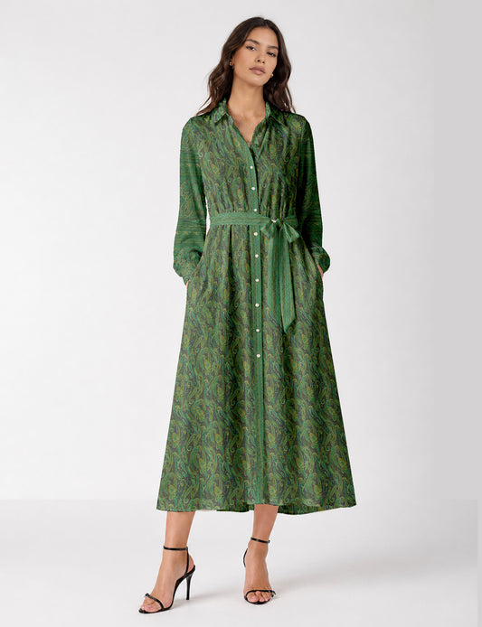 Long shirt dress - Grey Paisley