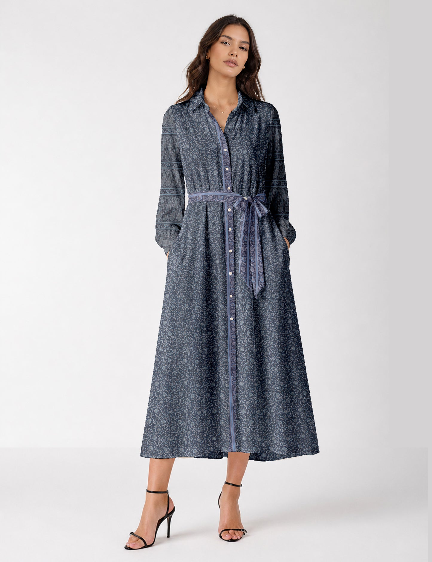 Long shirt dress - Grey Tropical