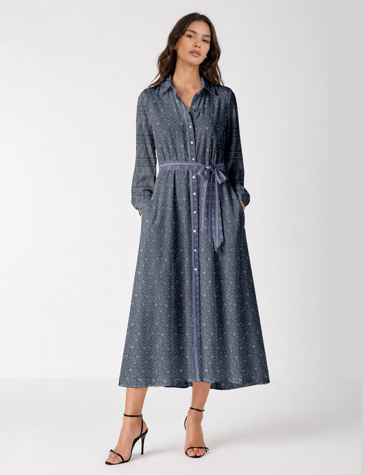 Long shirt dress - Grey Tropical