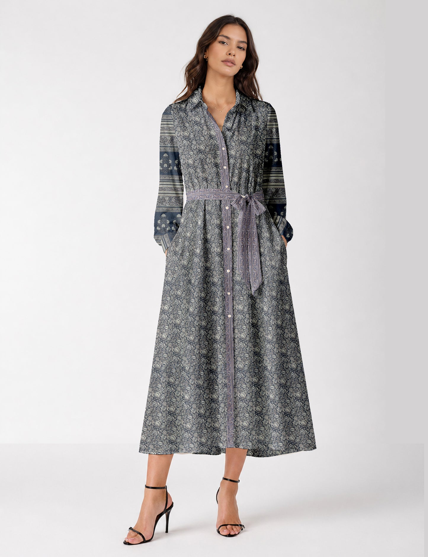 Long shirt dress - Grey Tropical