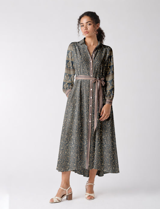 Long shirt dress - Grey Tropical