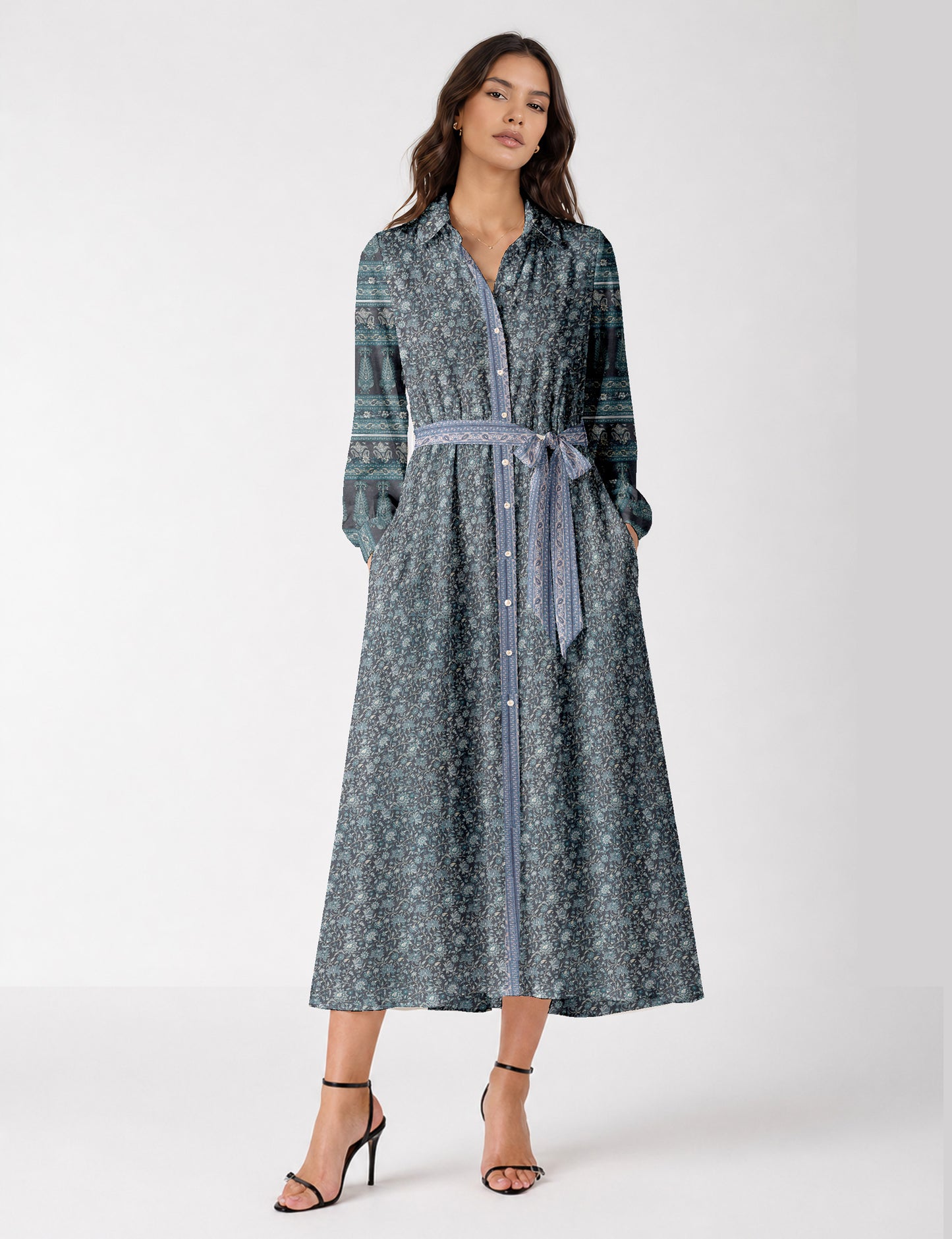 Long shirt dress - Grey Tropical