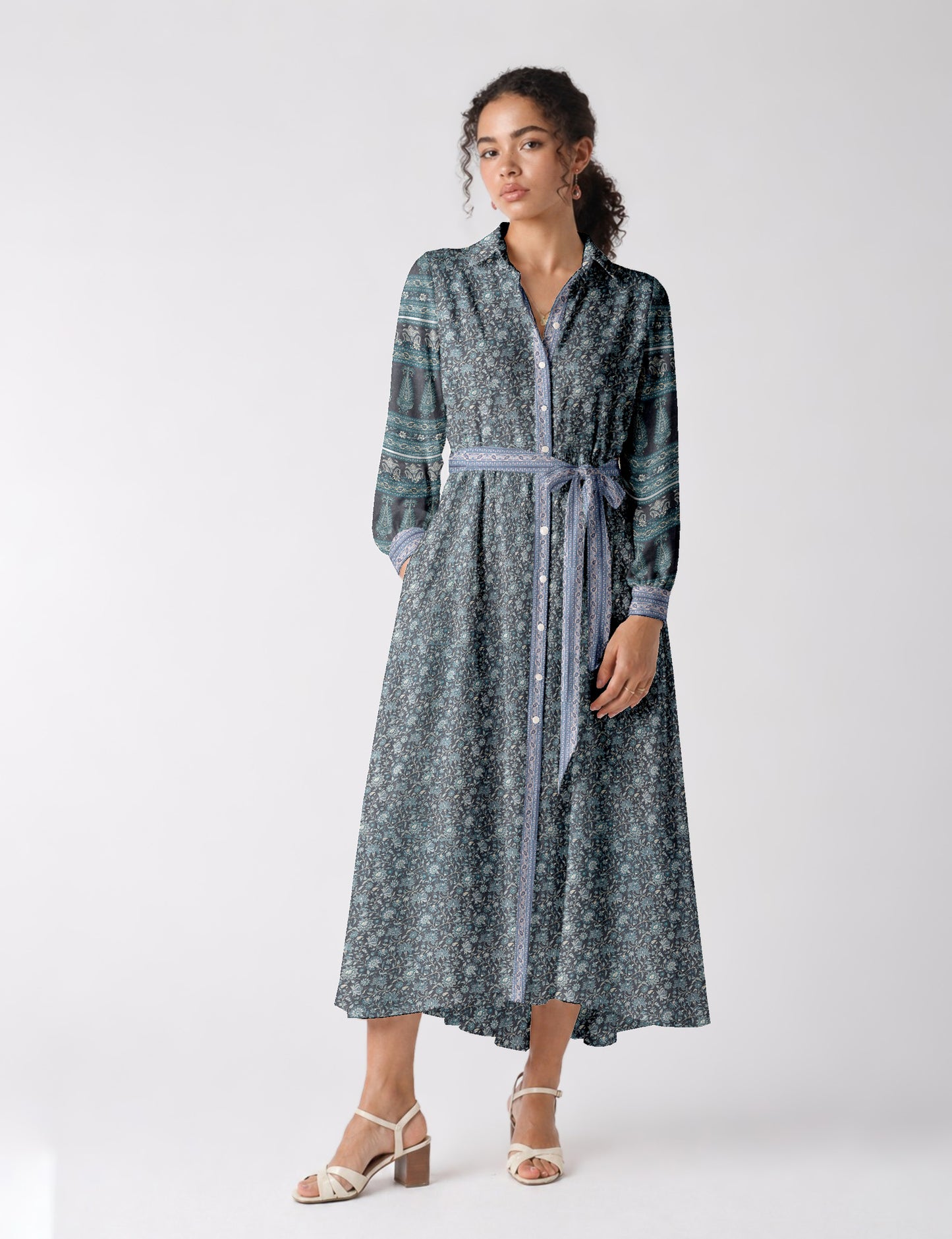 Long shirt dress - Grey Tropical