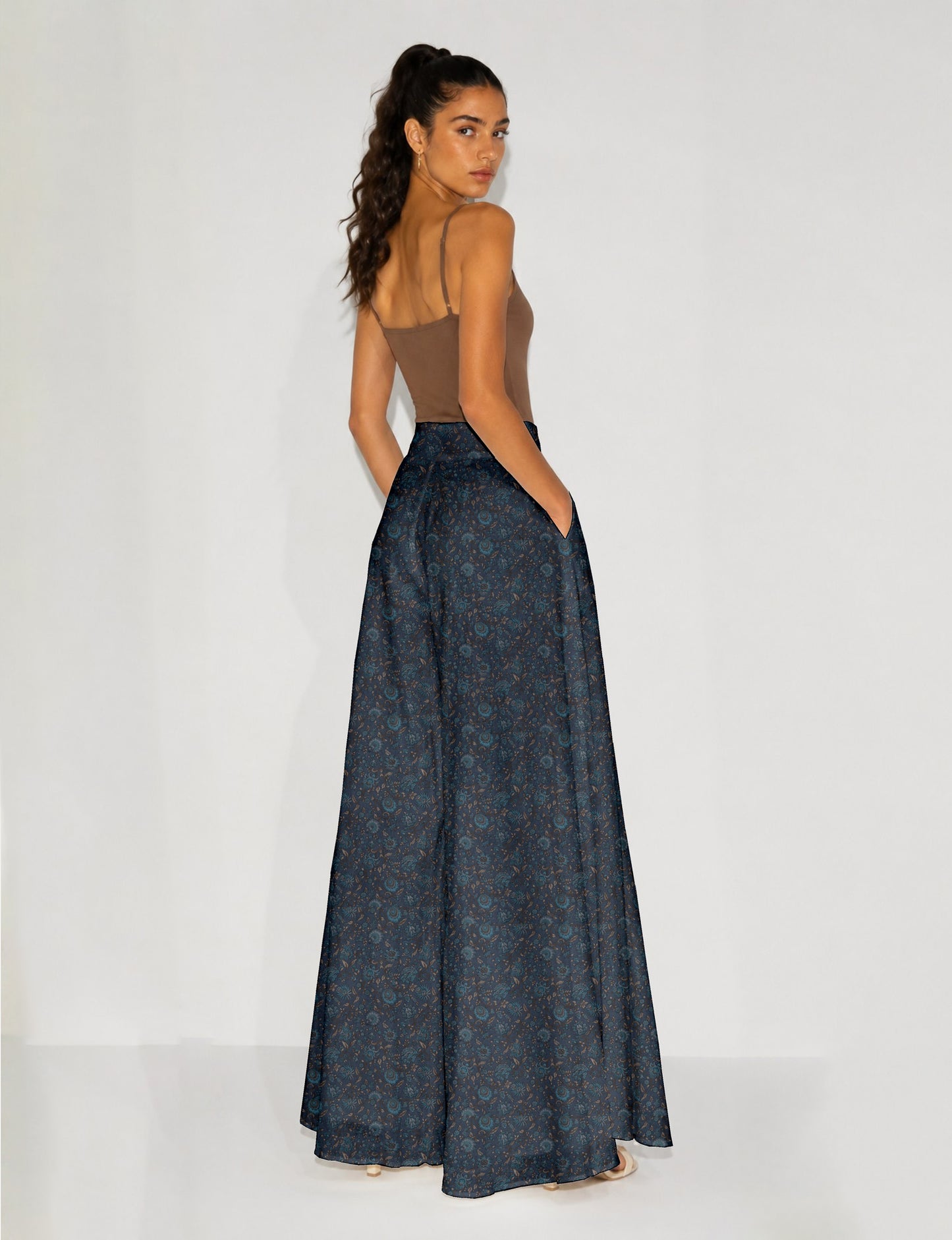 Wide Leg Palazzo Trousers - Grey Grey
