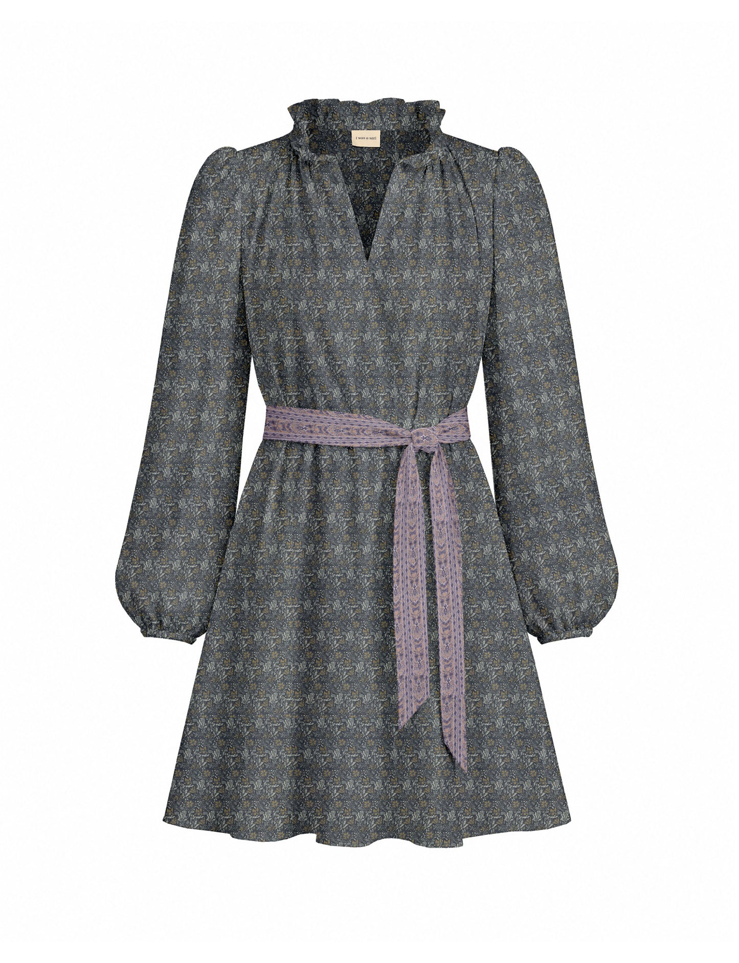 Swing dress with belt - Grey Tropical
