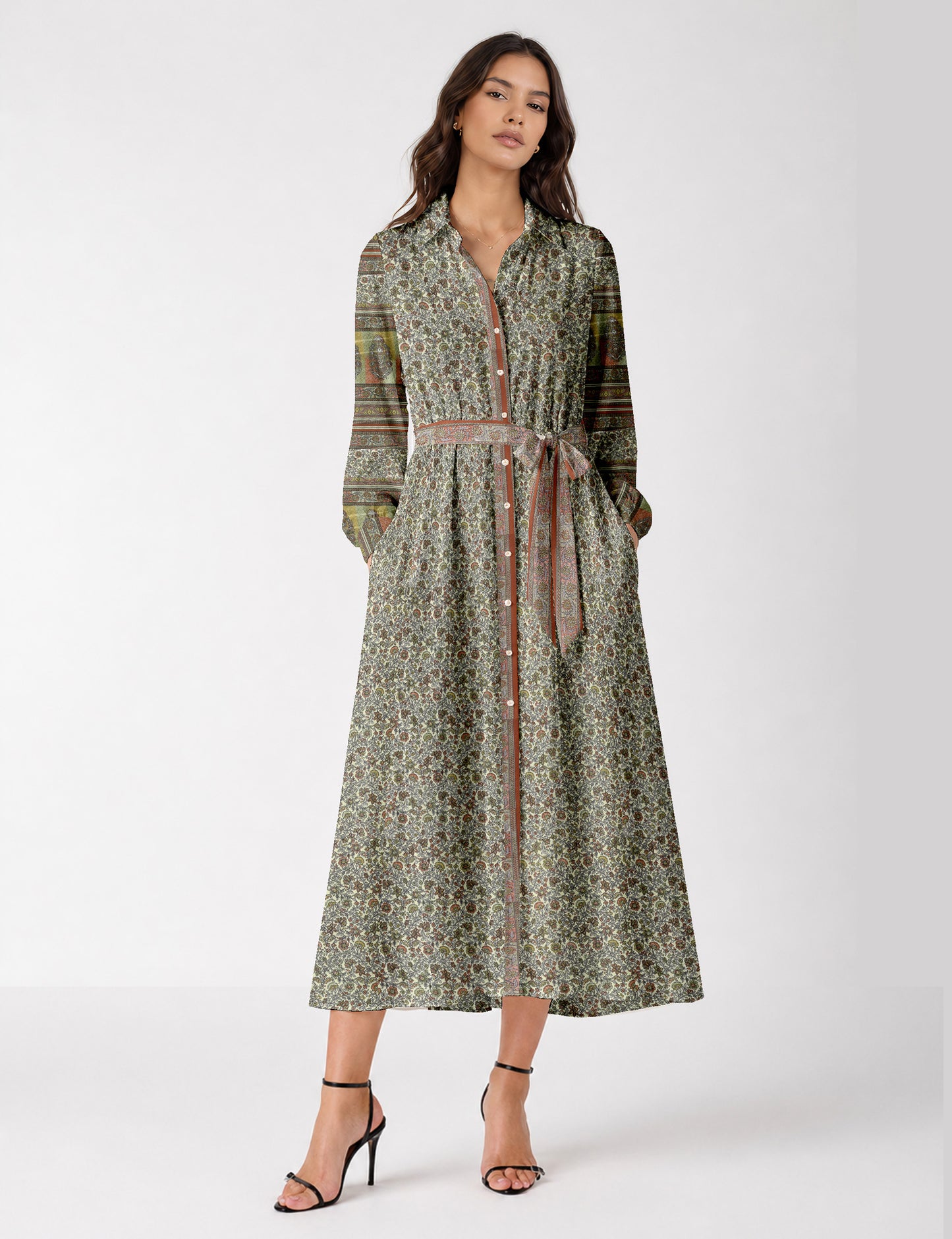 Long shirt dress - Grey Tropical