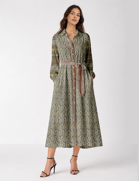 Long shirt dress - Grey Tropical