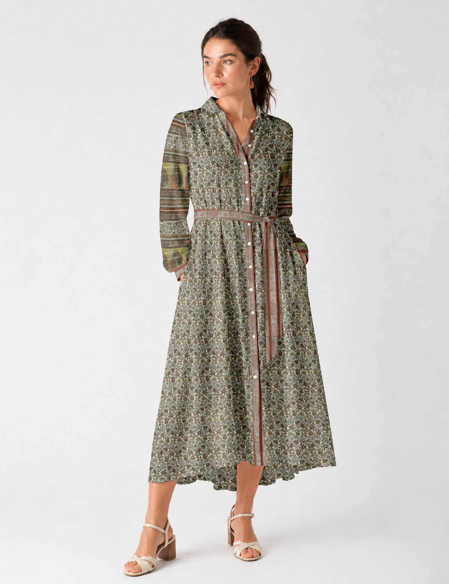 Long shirt dress - Grey Tropical