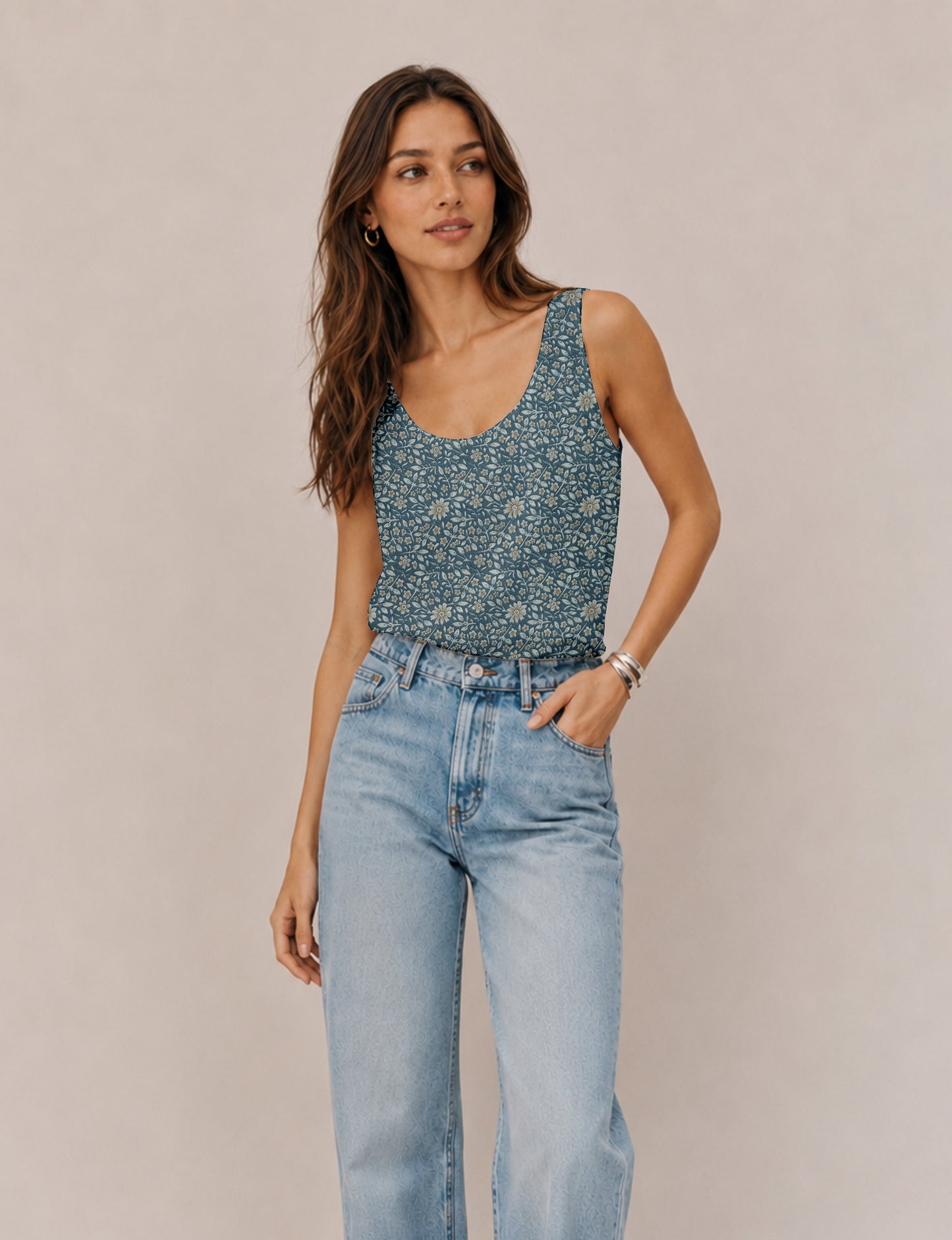 Sleeveless blouse - Grey Tropical