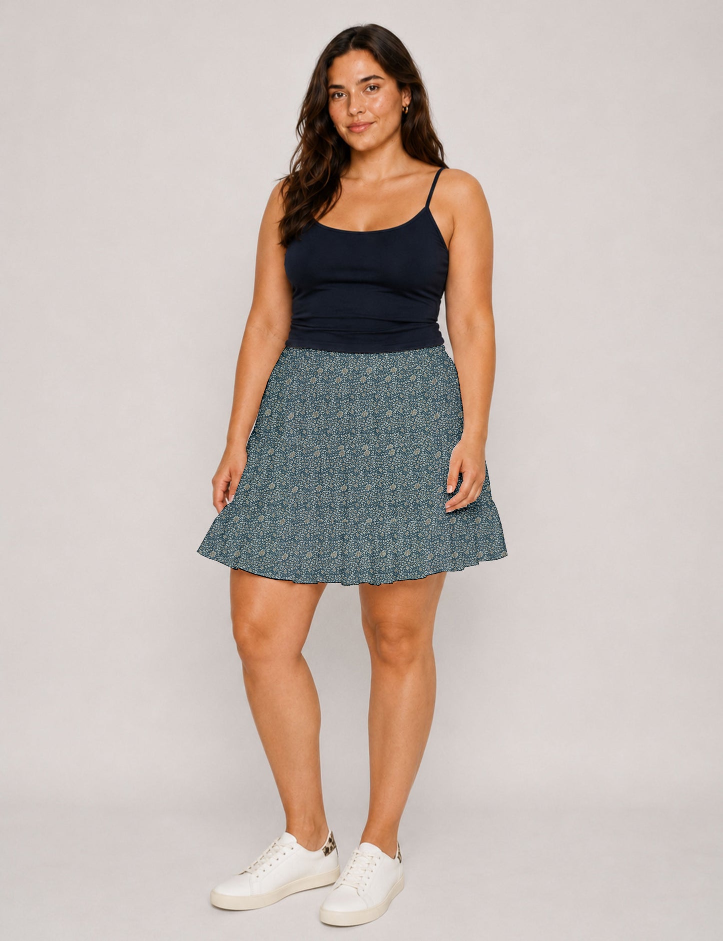 Short tiered skirt - Grey Tropical