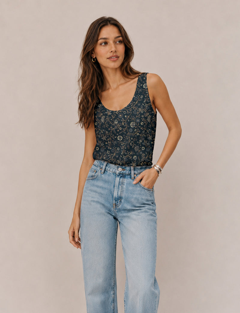 Sleeveless blouse - Grey Tropical