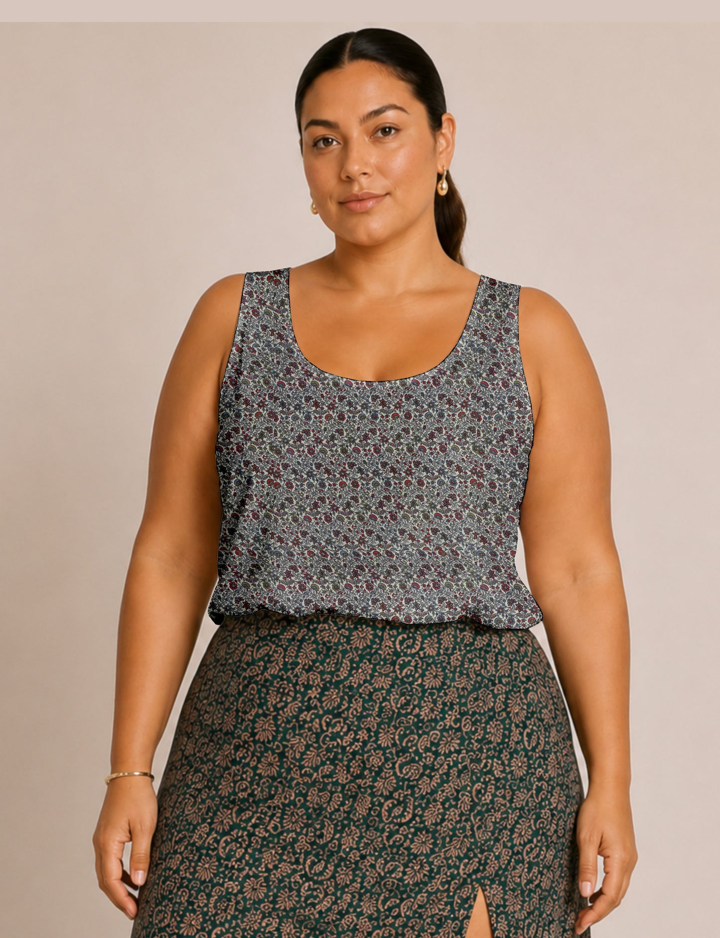 Sleeveless blouse - Grey Tropical