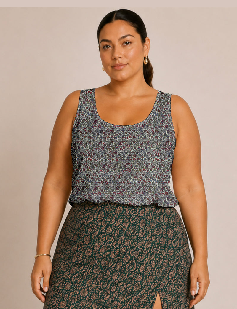 Sleeveless blouse - Grey Tropical