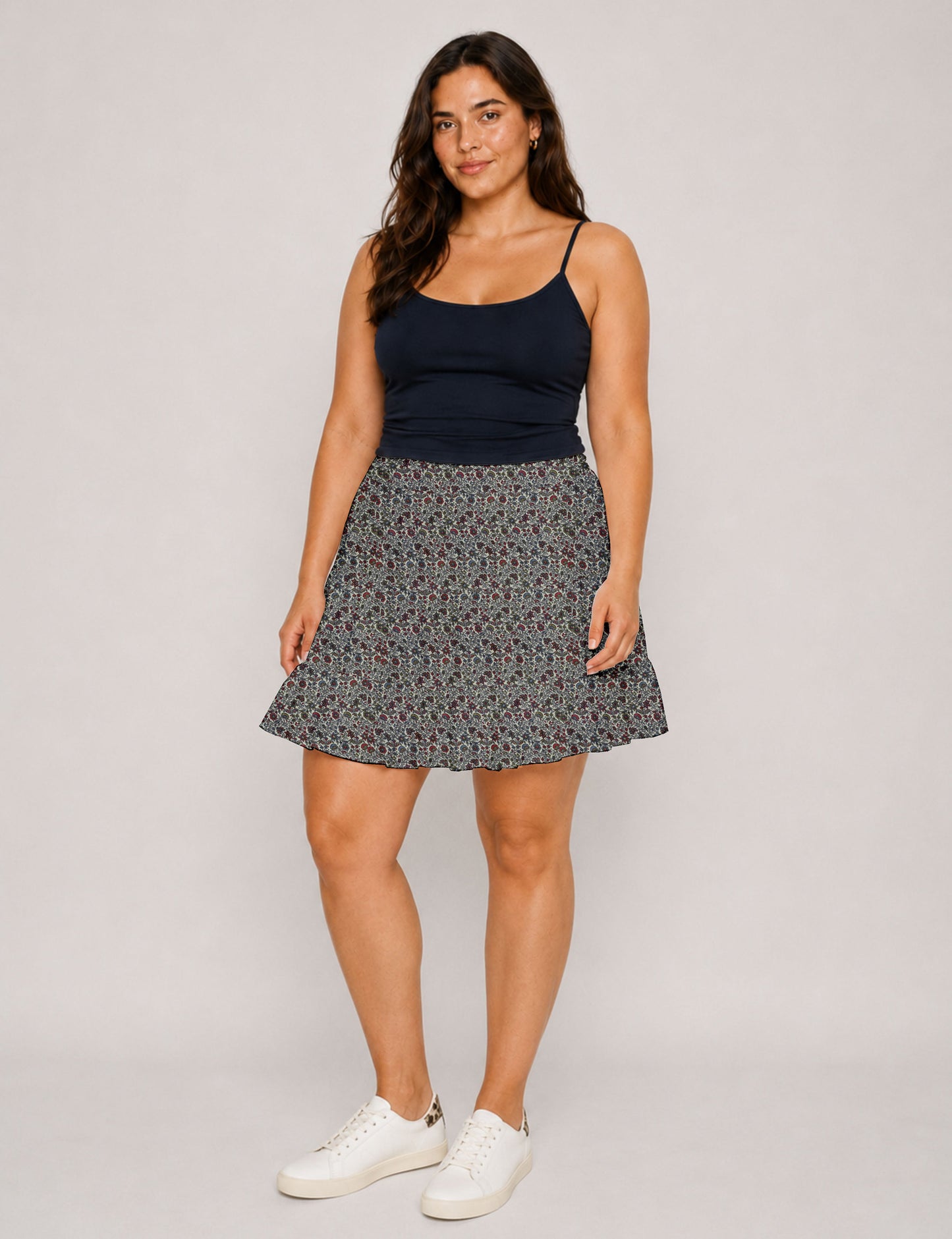 Short tiered skirt - Grey Tropical