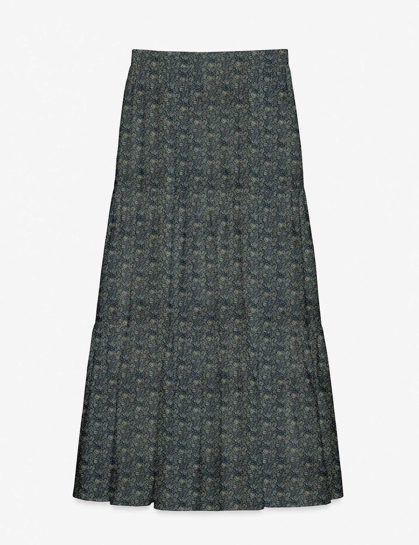 Midi Tiered Skirt - Grey Tropical