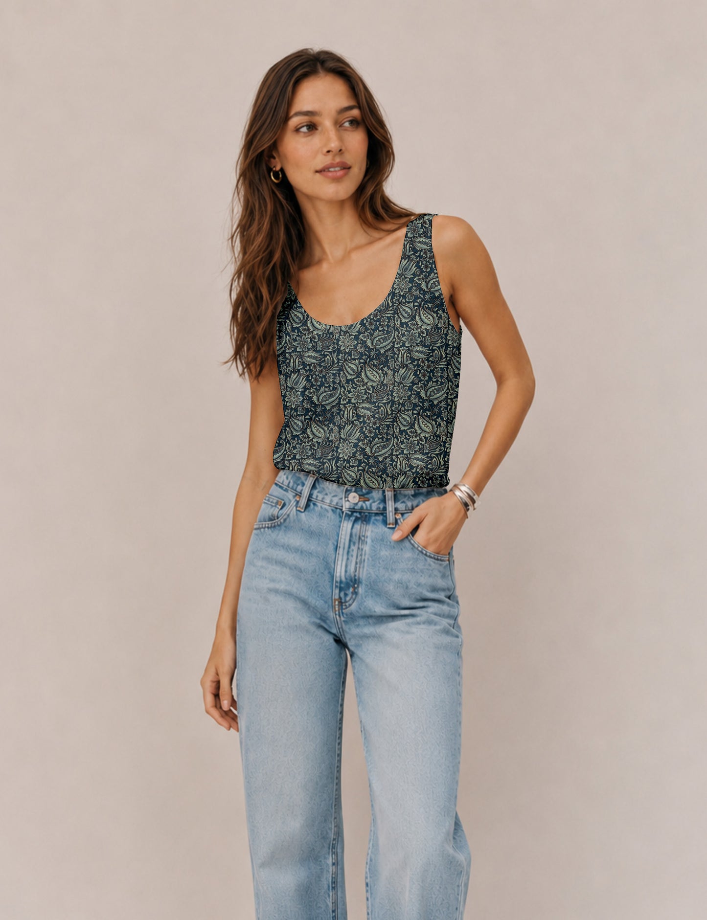 Sleeveless blouse - Grey Tropical