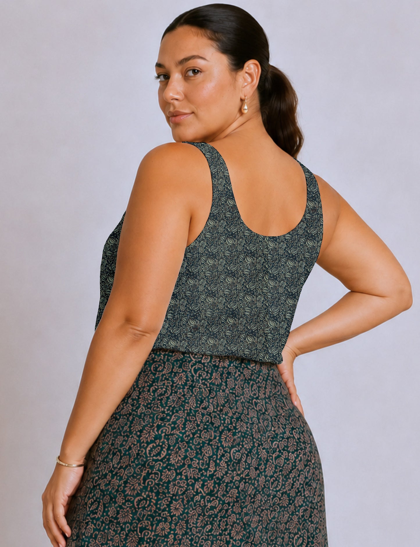 Sleeveless blouse - Grey Tropical