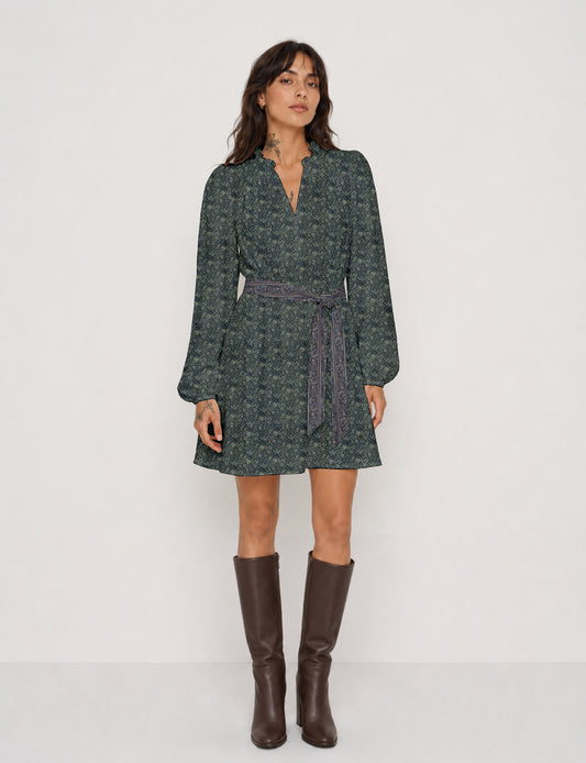 Swing dress with belt - Grey Tropical